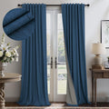 Pitalk Navy Blue Black Out Curtains 96 Inches Long 2 Panels Linen Textured Blackout Window Treatment Drapes Living Room Darkening Thermal P…