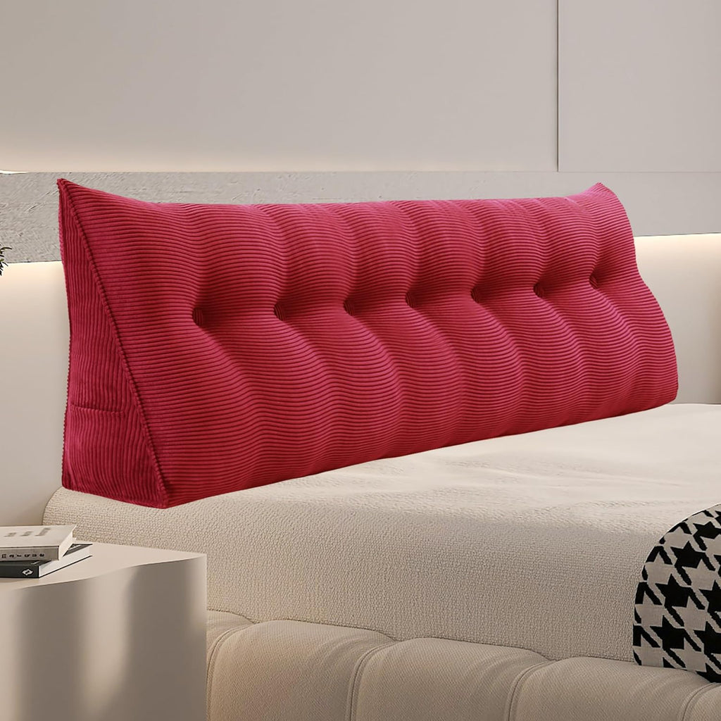 Daneey Headboard Pillow King, Triangular Wedge Headboard Pillow with Soft Corduroy Fabric, Wedge Bed Backrest Pillow for Sitting Up, Readin…