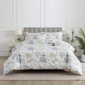 Puralens White King Floral Duvet Cover, Shabby Leaf Chic 100% Cotton Percale Duvet Cover Set with Ties, Flower Patterned Cottage Toile Bedd…