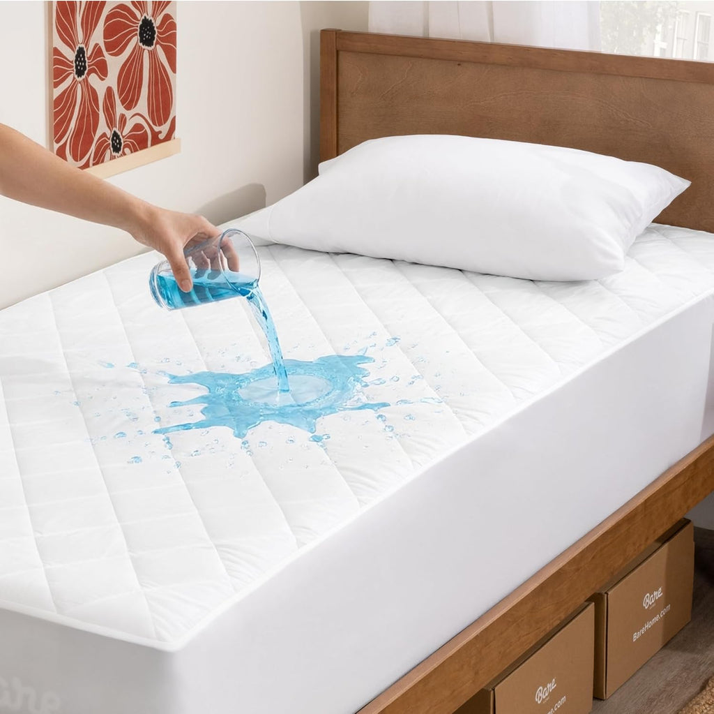 BareHome Bare Home Twin Waterproof Quilted Mattress Protector - Cooling Mattress Pad - Protect Against Spills - Easy Wash - Elastic Cover -…
