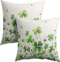 Granbey Saint Patrick Day Throw Pillow Covers Lucky Clover Shamrocks Daisy Floral Pillowcase 20x20in Set of 2 Spring St. Patrick's Day Holi…