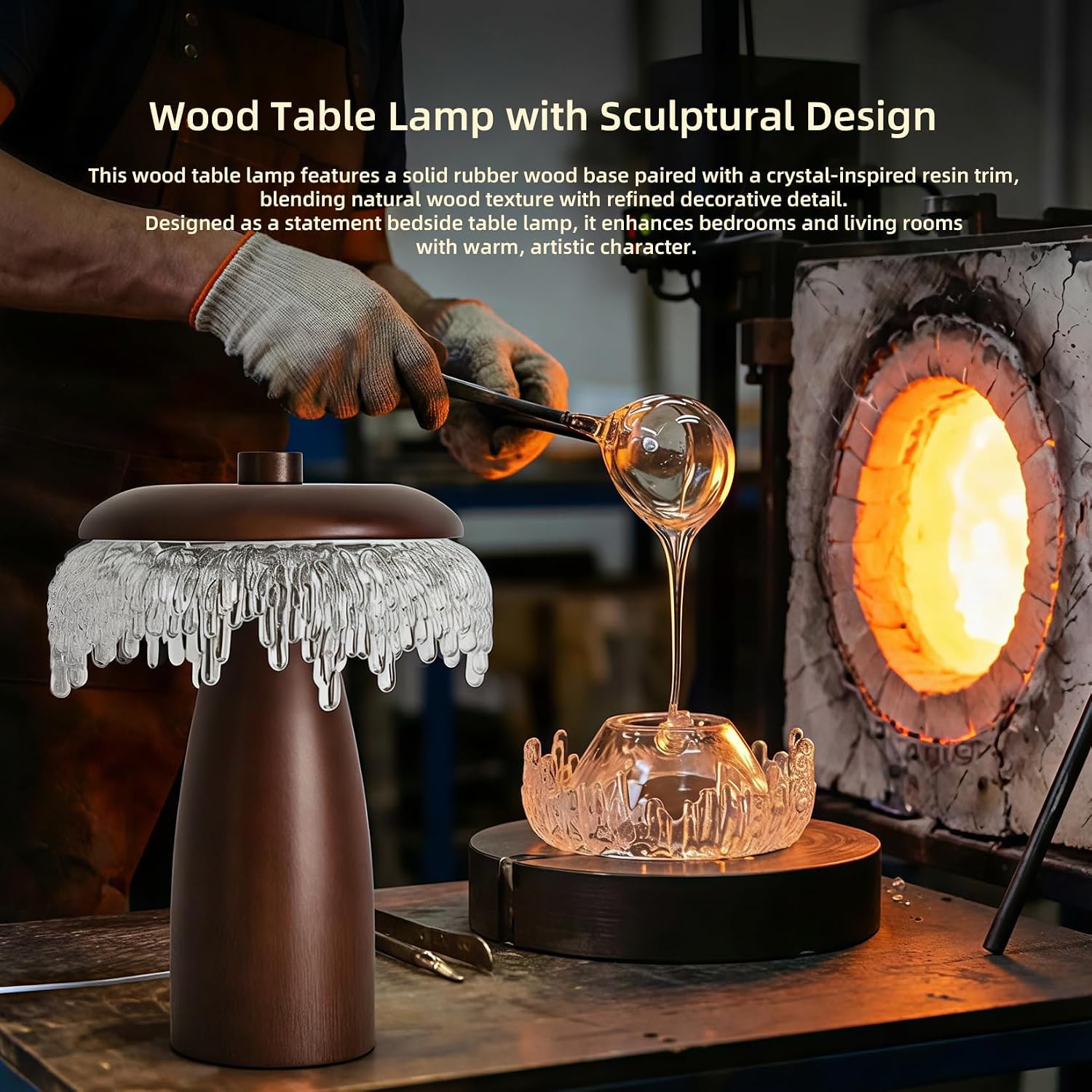 Wood LED Table Lamp,3 Color Temperature Table Lamps,12W Modern Table Lamp Plug-in Bedside Lamp for Bedroom, Nightstand, Living Room