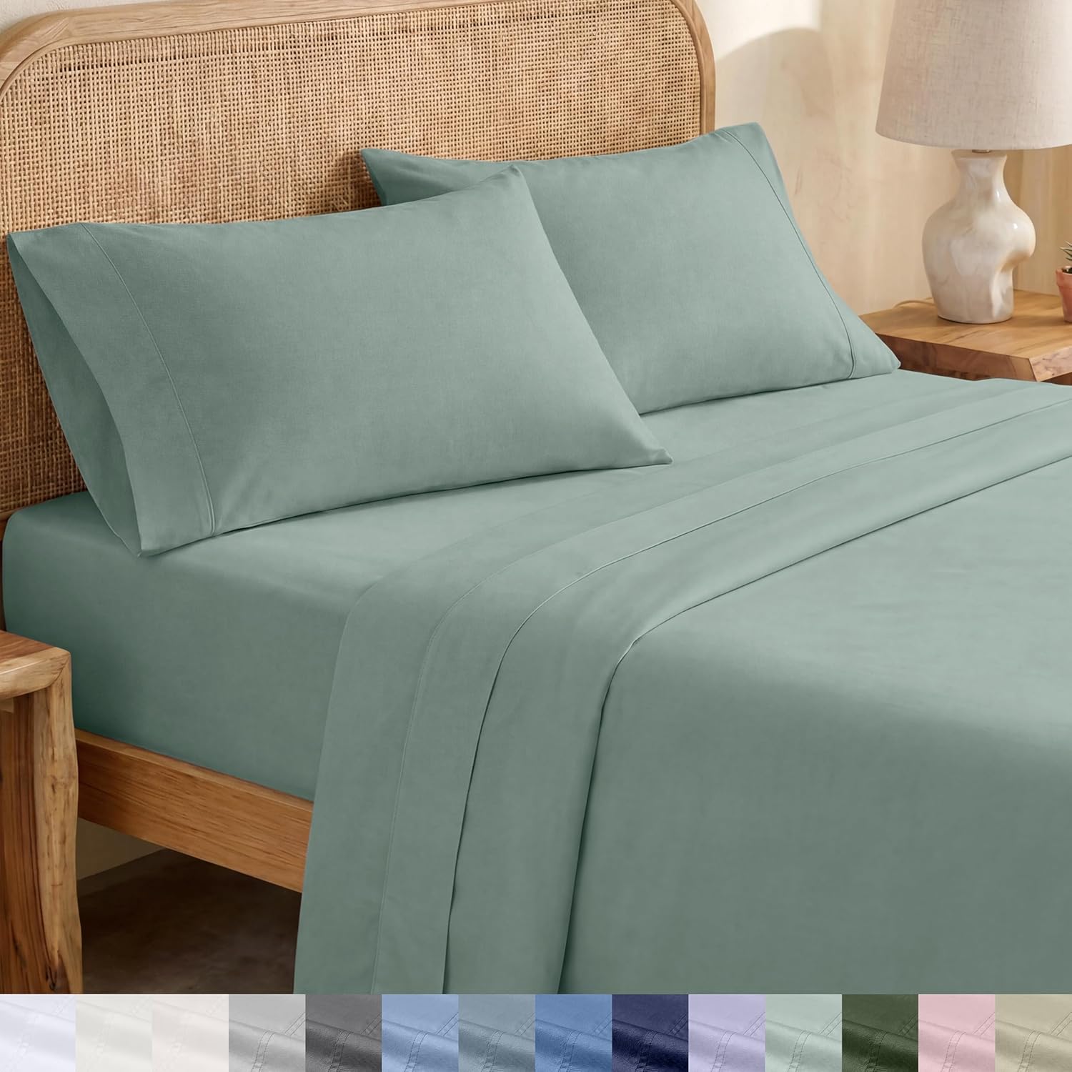 CaliforniaDesignDen California Design Den Twin XL Bed Sheets Set - Soft 100% Organic Cotton, Cool Percale Sheets, Deep Pockets with Anti-Sk…