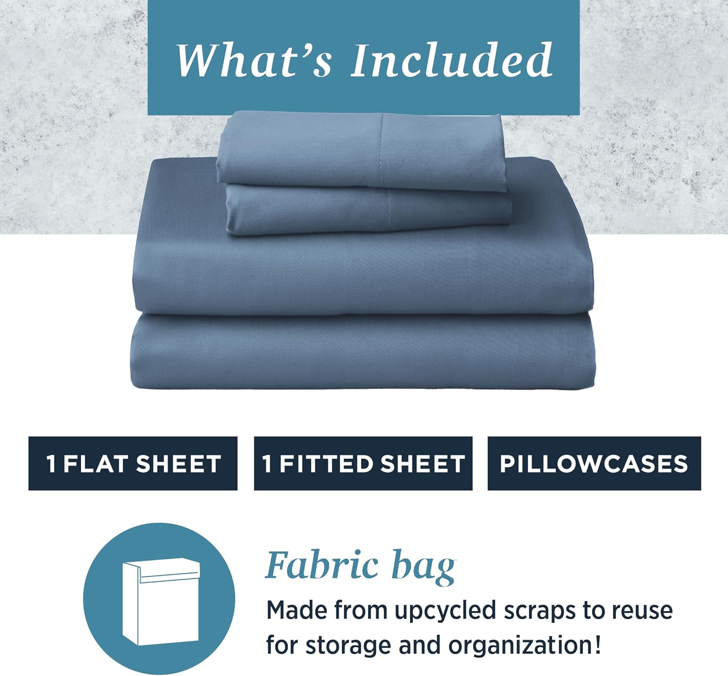 WelhomeByWelspun Welhome 100% Cotton Percale 4-Piece Queen Size Solid Bed Sheets Set, 1 Fitted, 1 Flat Sheet with 2 Pillowcases, Blue Cotto…