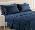 Casa Platino 100% Cotton Sheets King Size - 6 Pcs (1 Flat, 1 Fitted, 4 Pillowcases) - Striped 500 TC - Super Soft & Breathable, Ultra…