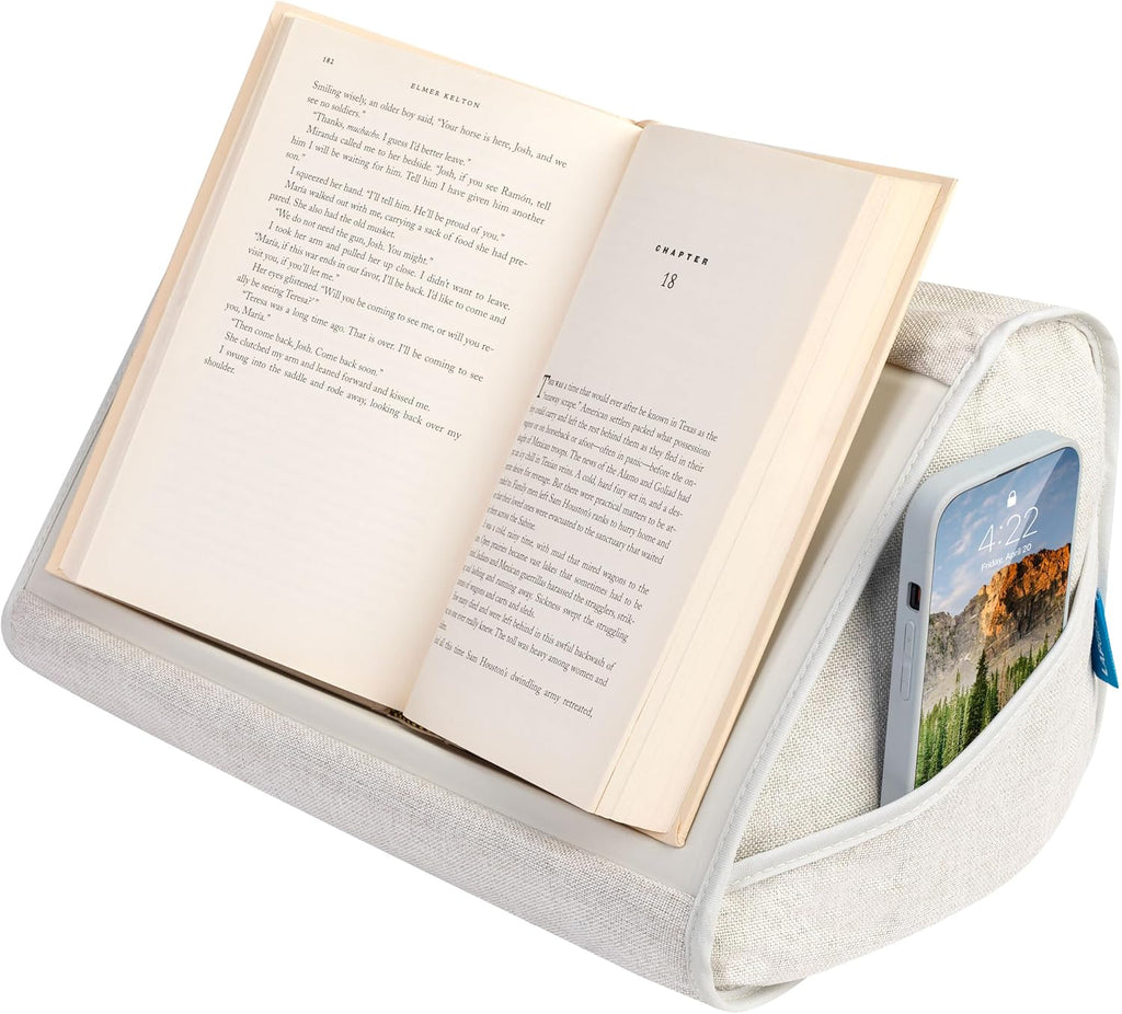 LAPGEAR Book Pillow – Lap Reading Cushion with Built-in Book Stand – Fits 6x9 Books & Similar Sizes – Almond – Style No. 33207