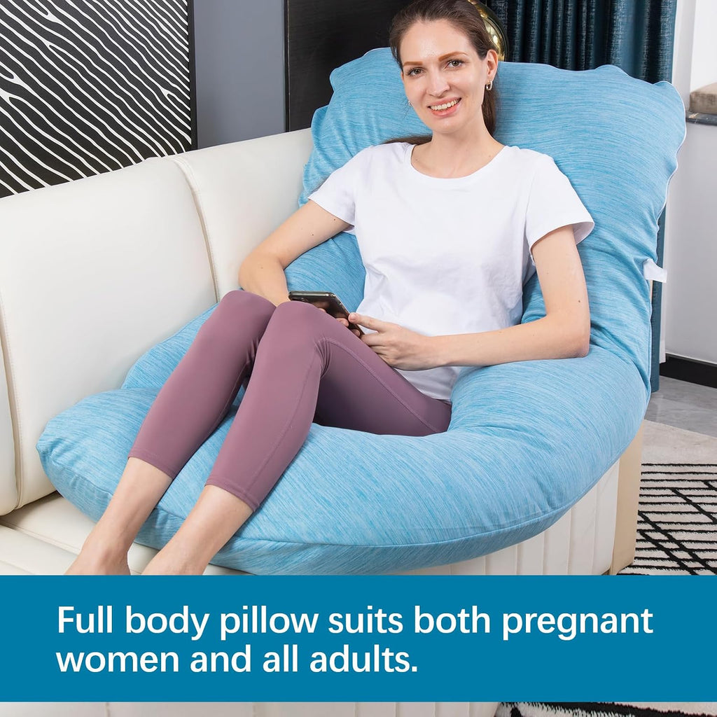 Moonpine MOON PINE Pregnancy Pillow, U Shaped Full Body Pillow for Maternity Support, Sleeping Pillow with Cover for Pregnant Women (Light…