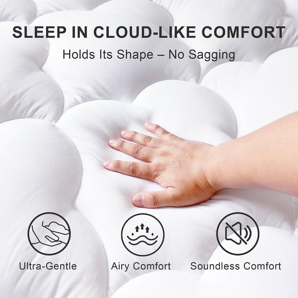 Wqspring Supportive Quilted Mattress Pad Pillow Top Mattress Cover Protector Cooling Soft for Breathable Padded Fitted 8"-21" Deep Pocket (…