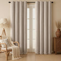 XOGUIBO Boho Blackout Curtains 90 Inches Long Brown Linen Blend 2 Panels with Tassels and Cotton Embroidery, Farmhouse Vintage Rusti…