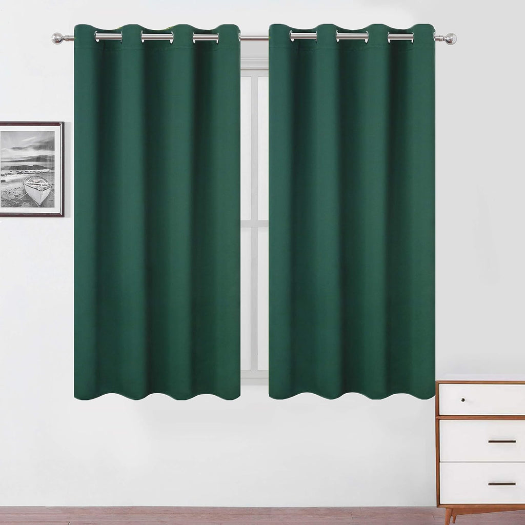 Lemomo Blackout Curtains 52 x 45 inch/Green Curtains Set of 2 Panels/Thermal Insulated Room Darkening Bedroom Curtains 45 inch Green