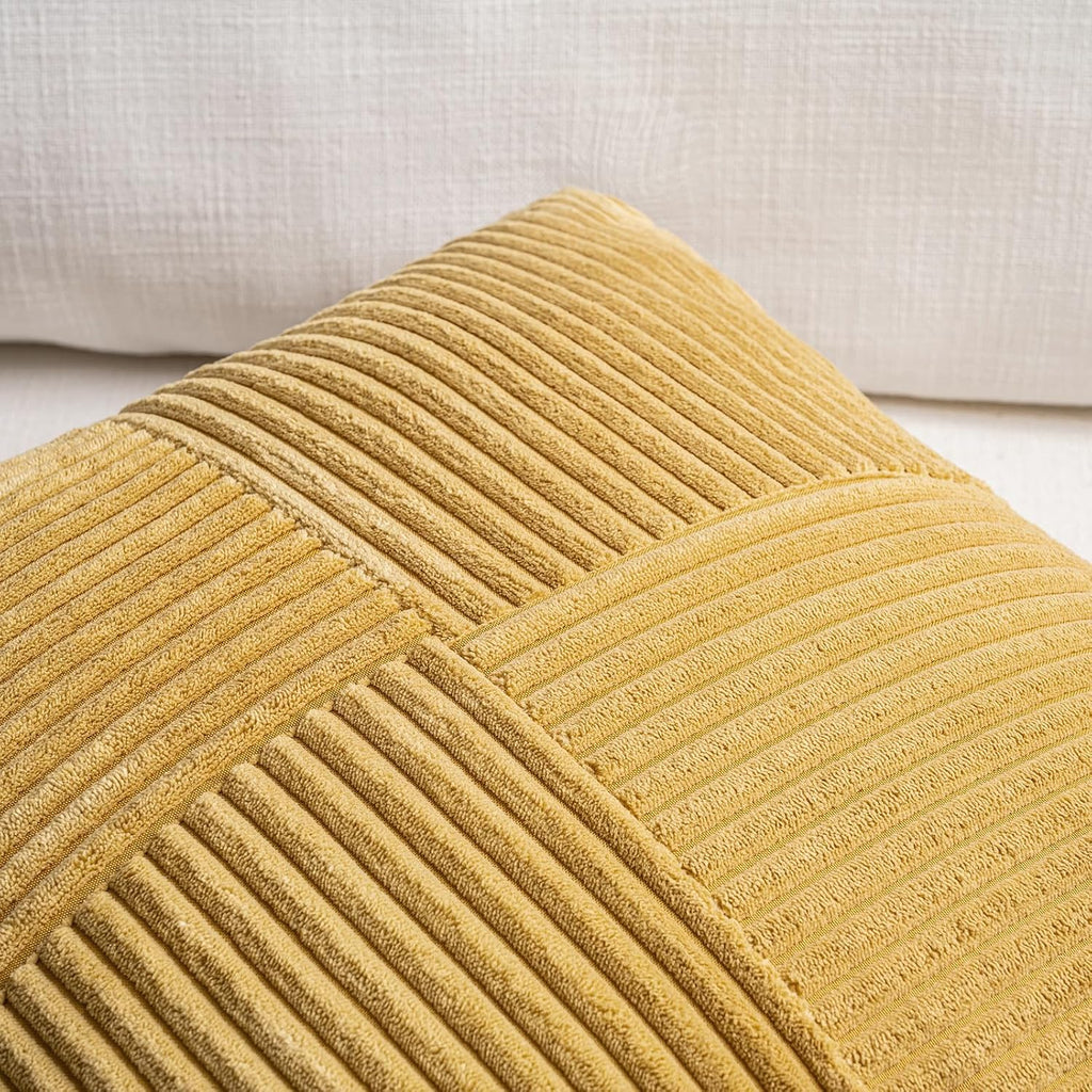 Fancy Homi 2 Packs Mustard Yellow Decorative Throw Pillow Covers 20x20 Inch for Living Room Couch Bed Sofa, Farmhouse Boho Home Decor…