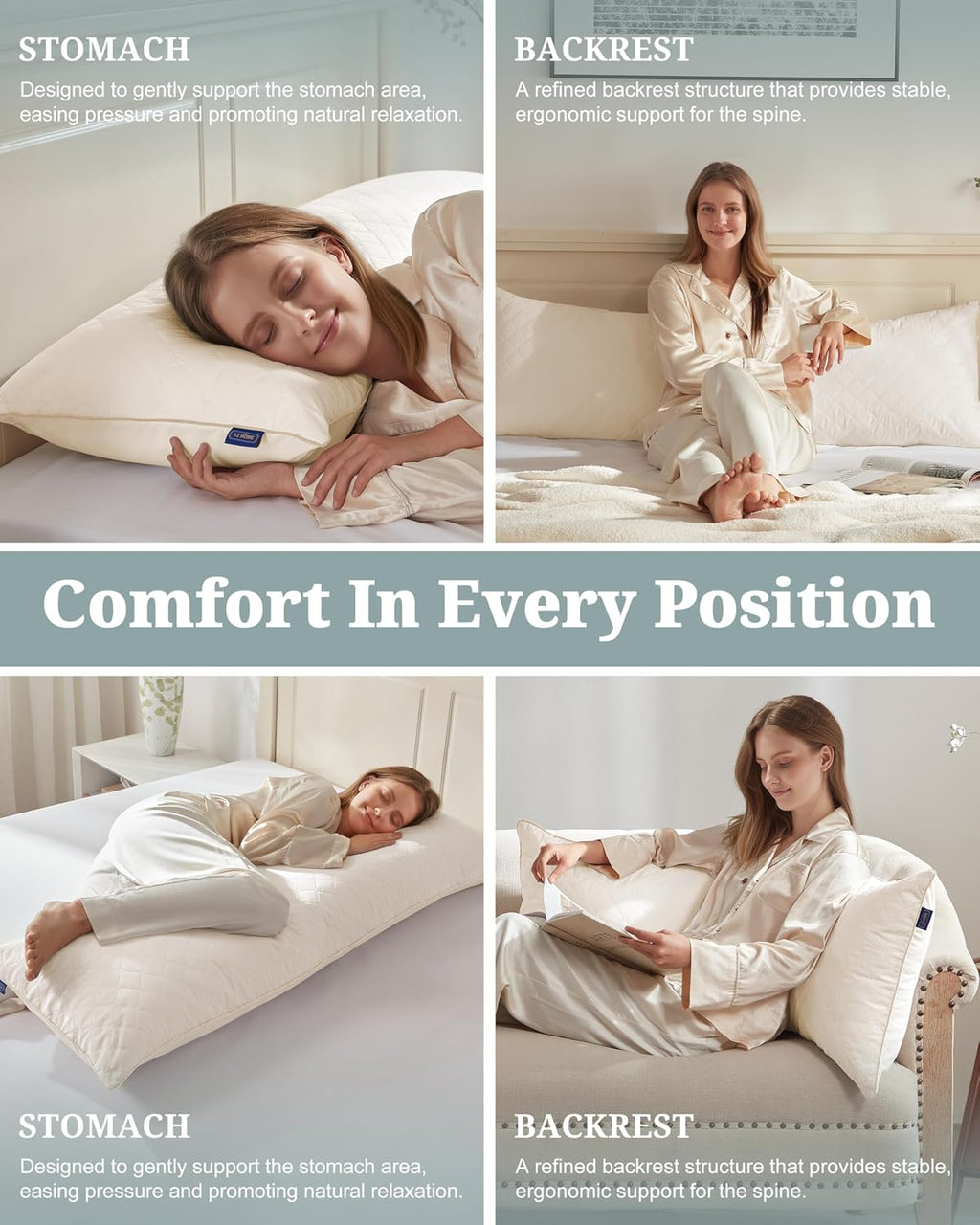 YZ HOME Long Body Pillow for Adults, Firm Body Pillow Shredded Memory Foam, Adjustable Height, Support for Side Sleeping & Pregnant Women…