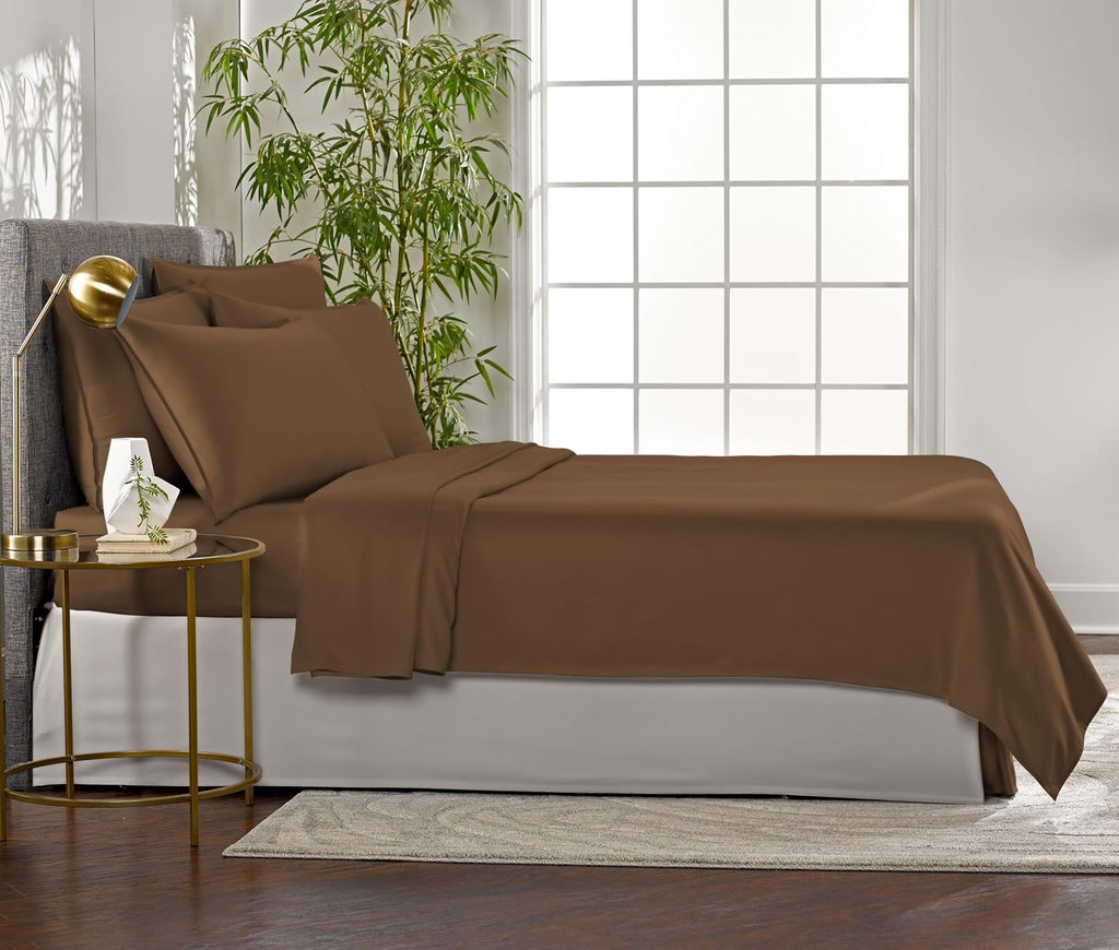 PureBamboo Pure Bamboo King Sheets, Genuine 100% Organic Viscose Derived from Bamboo Bed Sheet Set, Luxuriously Soft & Cooling, Double Stit…