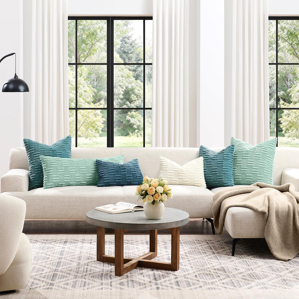 KevinTextile Kevin Textile 14x24 Inch Lumbar Pillow Cover 1 Pack Soft Plush Stripe Decorative Rectangle Cushion Elegant Double-Sided Cordur…