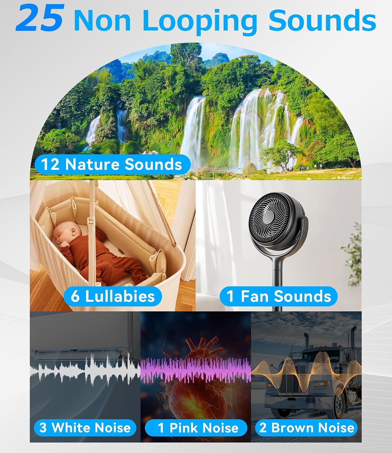 Sound Machine Alarm Clock for Sleep: Digital Alarm Clocks for Bedrooms, 25 Soothing Sounds, 7 Gentle Wake-up Sounds, 16 Adjustable Volume…