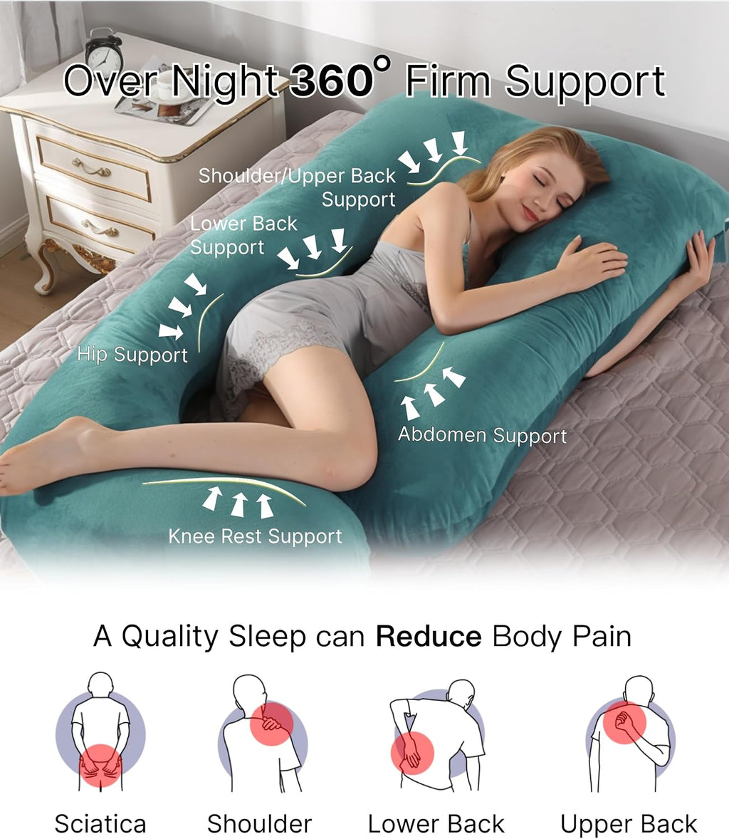 ALLOPERA Pregnancy Pillow, Full Body Maternity Pillow 57 inch, with Removable Washable Cover - Sleep Support for Legs, Back, Neck…
