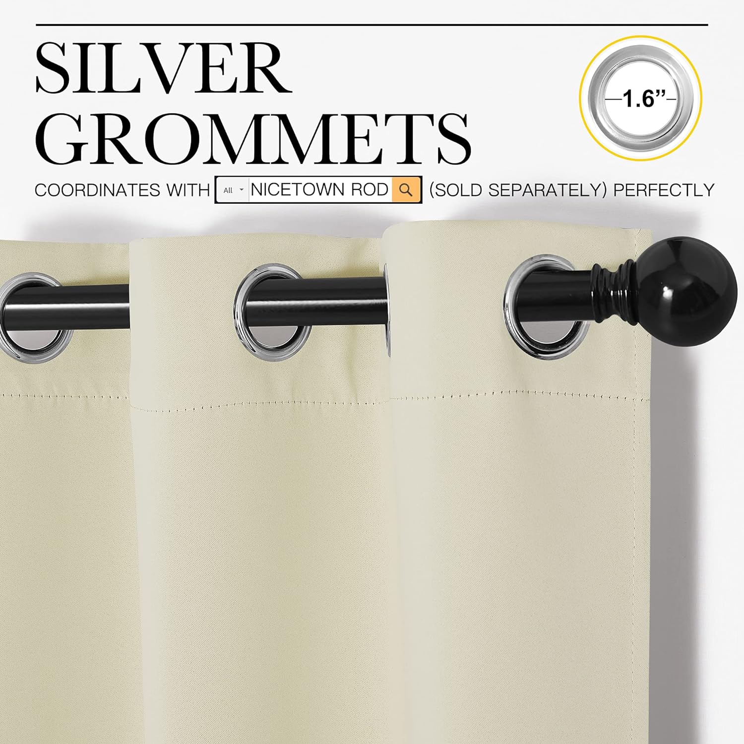 NICETOWN Room Darkening Curtain Panels for Cafe, Thermal Insulated Grommet Top Room Darkening Draperies/Drapes for Window (Beige, 2…