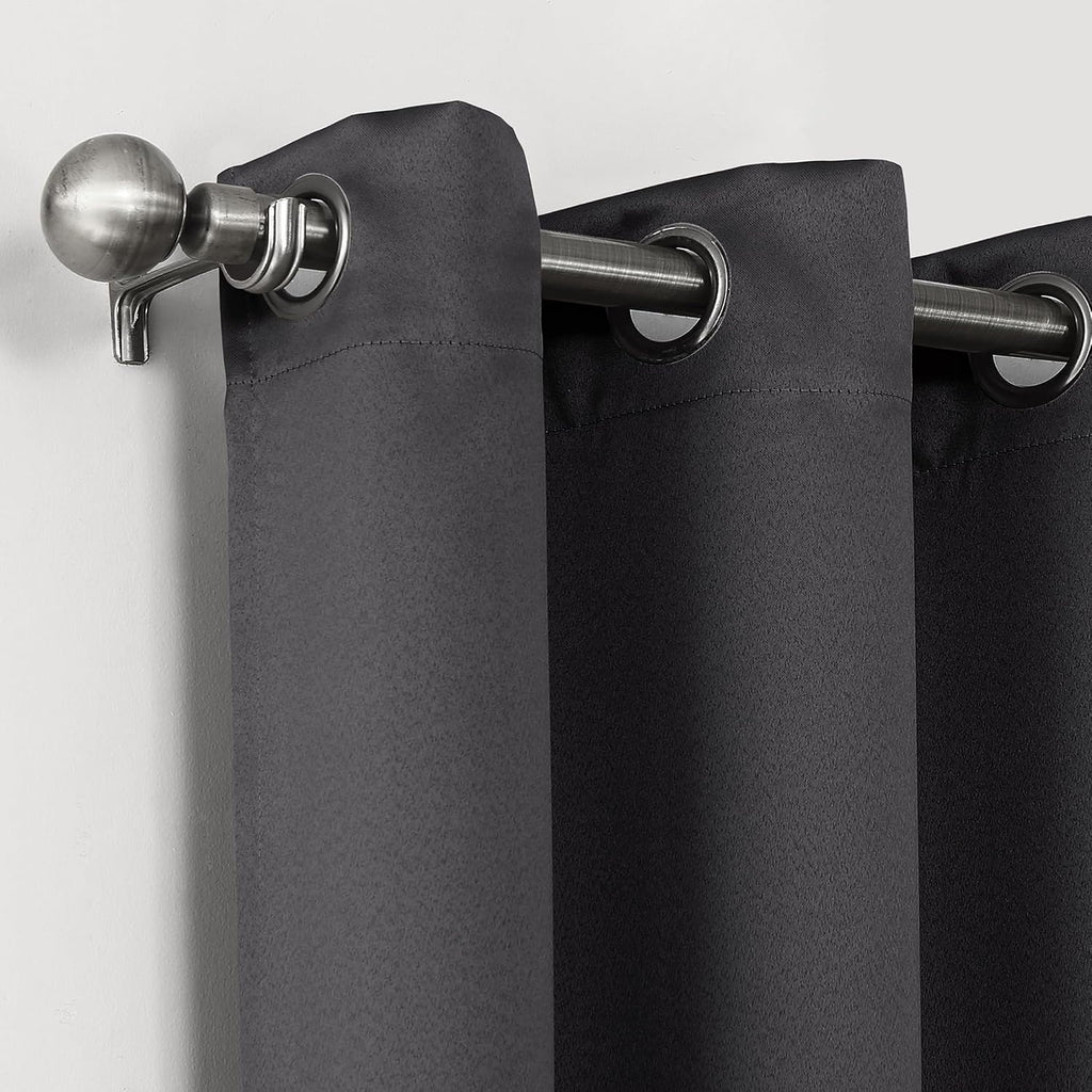 Sun Zero Nordic 2-Pack Theater Grade Noise Reducing Extreme 100% Blackout Grommet Curtain Panel Pair, 52" x 96, Coal Gray, 52" x 96"