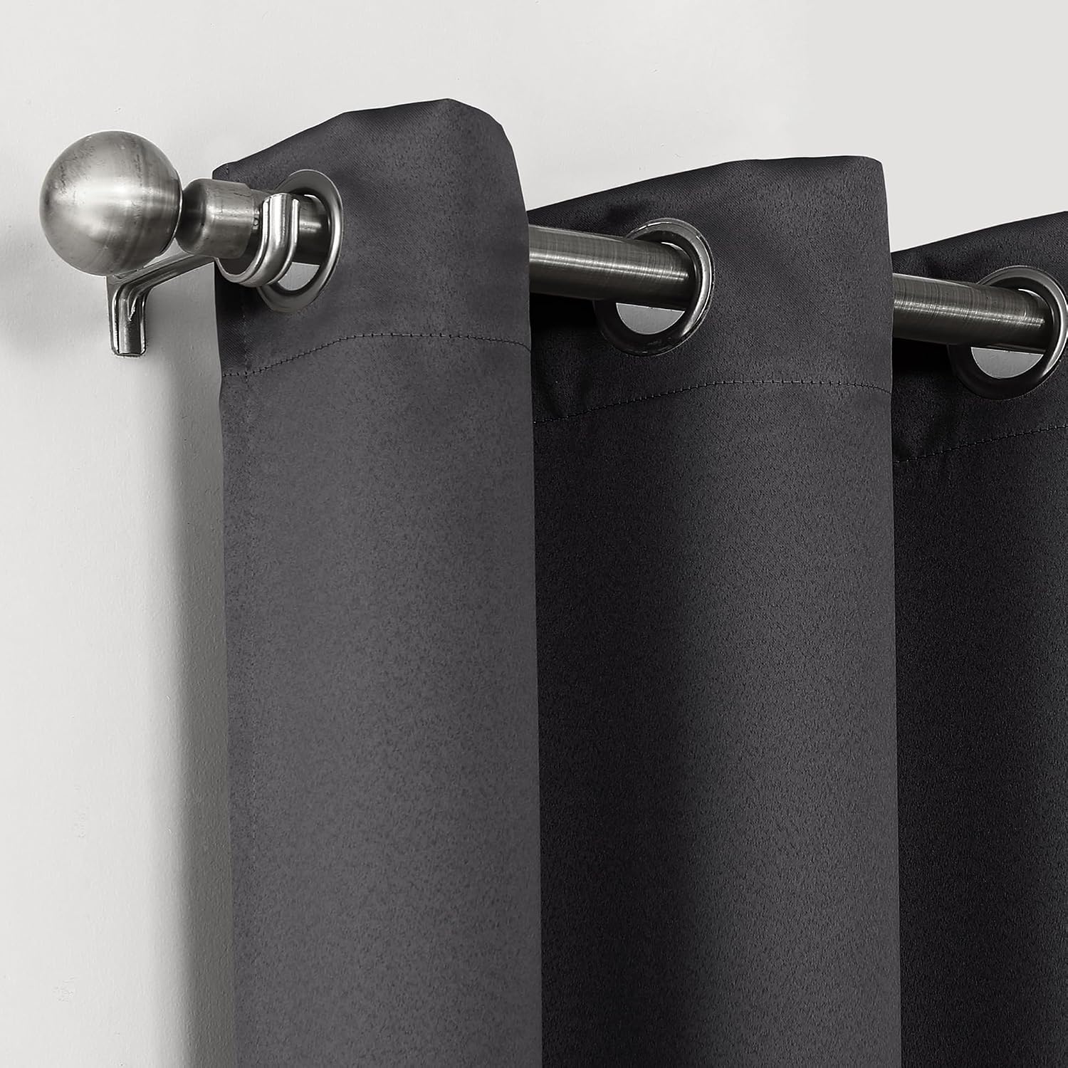 Sun Zero Nordic 2-Pack Theater Grade Noise Reducing Extreme 100% Blackout Grommet Curtain Panel Pair, 52" x 84, Coal Gray