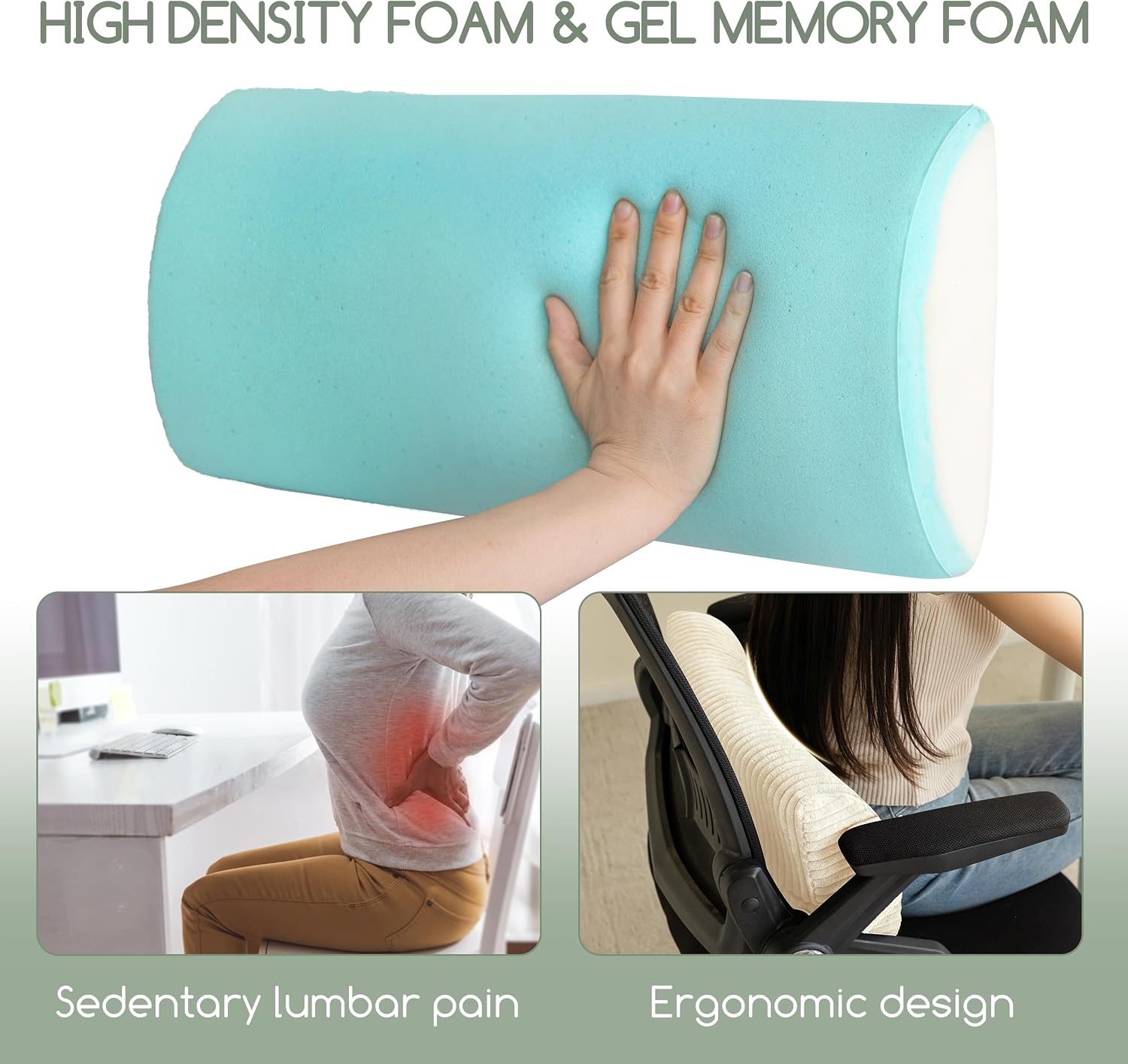 Higogogo Lumbar Support Pillow for Recliner Chair/Accent Chair/Couch, Memory Foam Back Support Cushion for Elderly, Recliner Cushions for B…
