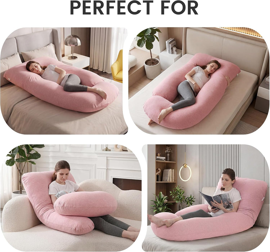 Jcickt Pregnancy Pillow for Sleeping,59 inch Maternity Pillow with Removable Washable Cover, J-Shaped Cooling Full Body Pregnant Pillow…