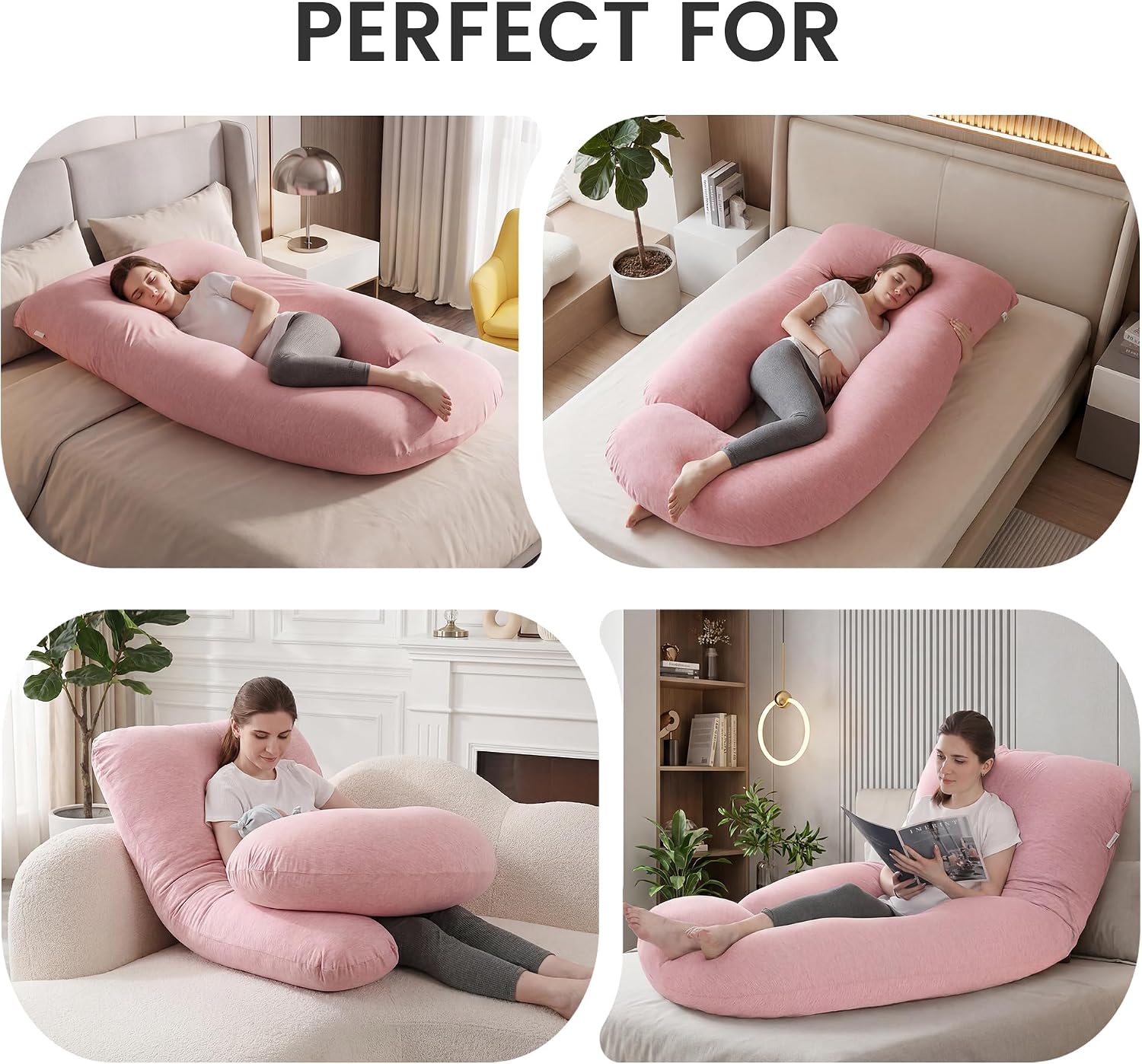 Jcickt Pregnancy Pillow for Sleeping,59 inch Maternity Pillow with Removable Washable Cover, J-Shaped Cooling Full Body Pregnant Pillow…