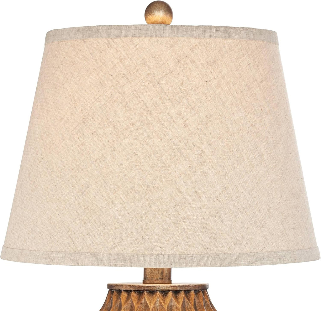 360 Lighting Buckhead Modern Accent Table Lamp 22" High Warm Bronze Brown Sculptural Geometric Textured Urn Tapered Fabric Drum Shade…