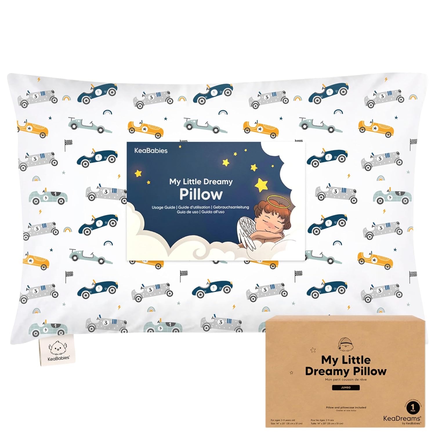 KeaBabies Toddler Pillow with Pillowcase, Jumbo 14X20 - Soft Organic Cotton Toddler Pillows for Sleeping - Machine Washable - Perfect for…