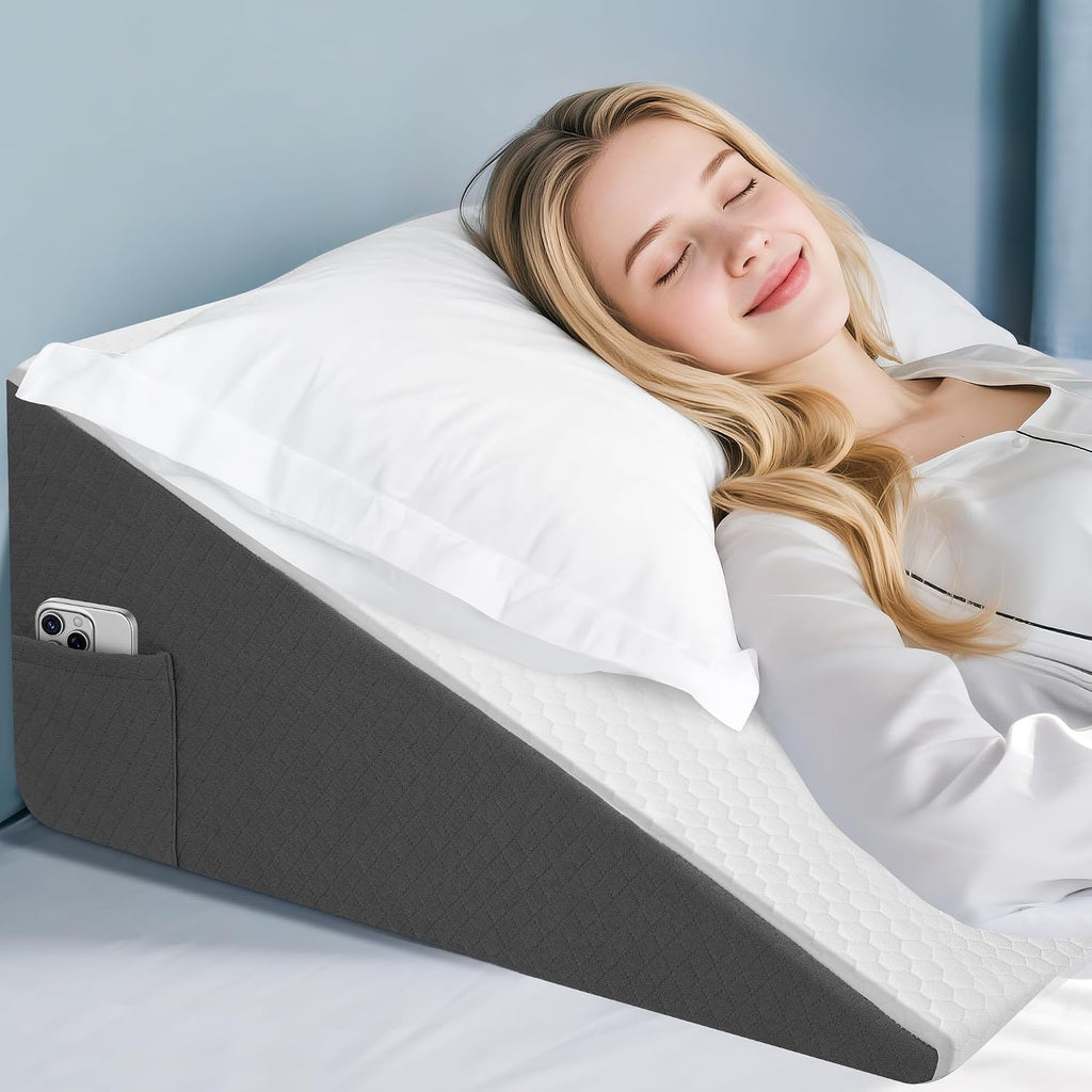 DiffPacky 12 inch Bed Wedge Pillow for Sleeping, Reading & Resting, Cooling Memory Foam Incline Pillow Wedge for Adults Seniors, Ide…