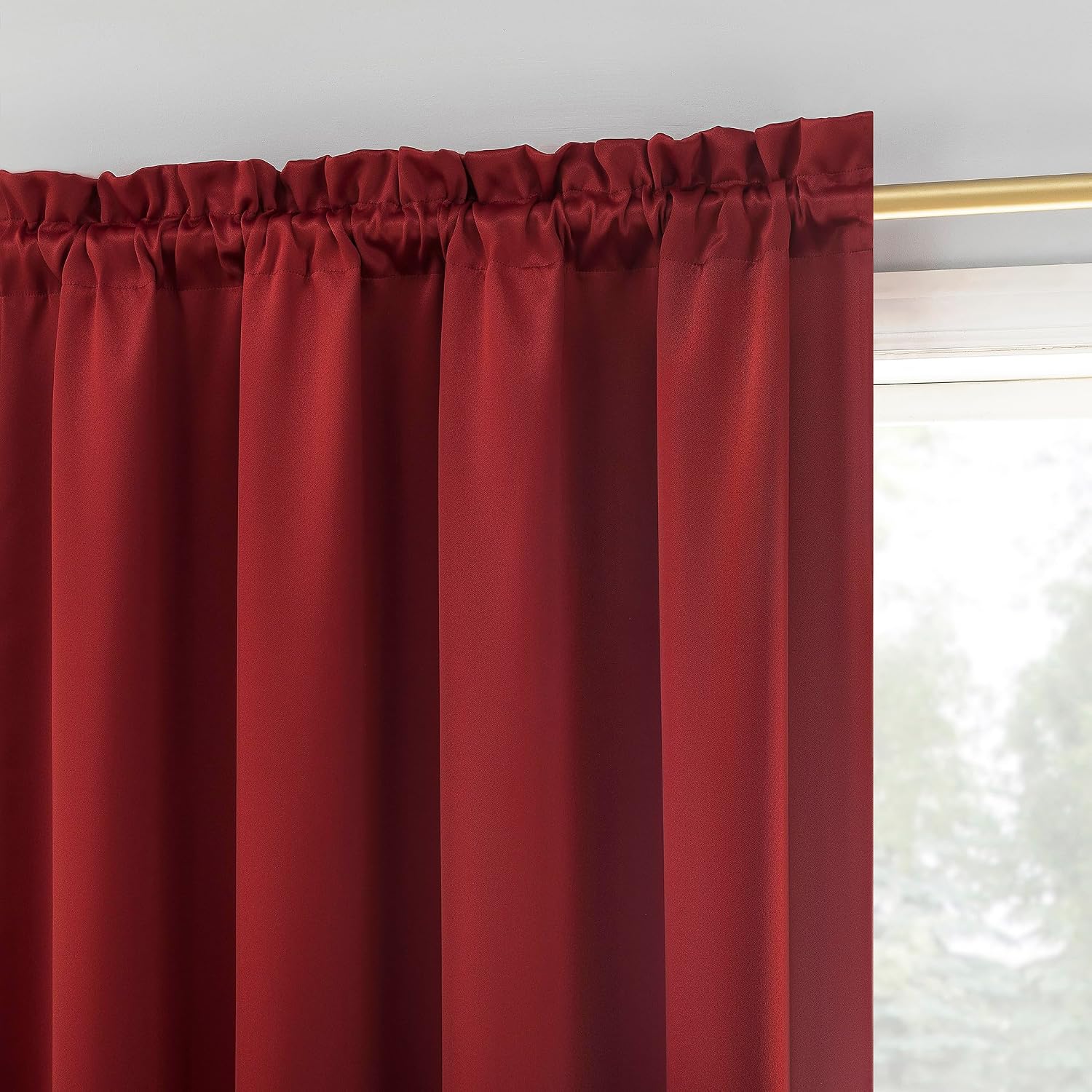 Sun Zero Oslo Theater Grade Extreme 100% Blackout Rod Pocket Curtain Panel, 52" x 84", Holiday Red