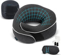Proglobe Travel Neck Pillow 100% Memory Foam – Airplane & Car Travel Essentials Kit with 3D Eye Mask, Earplugs & Mesh Bag – Sleeping…