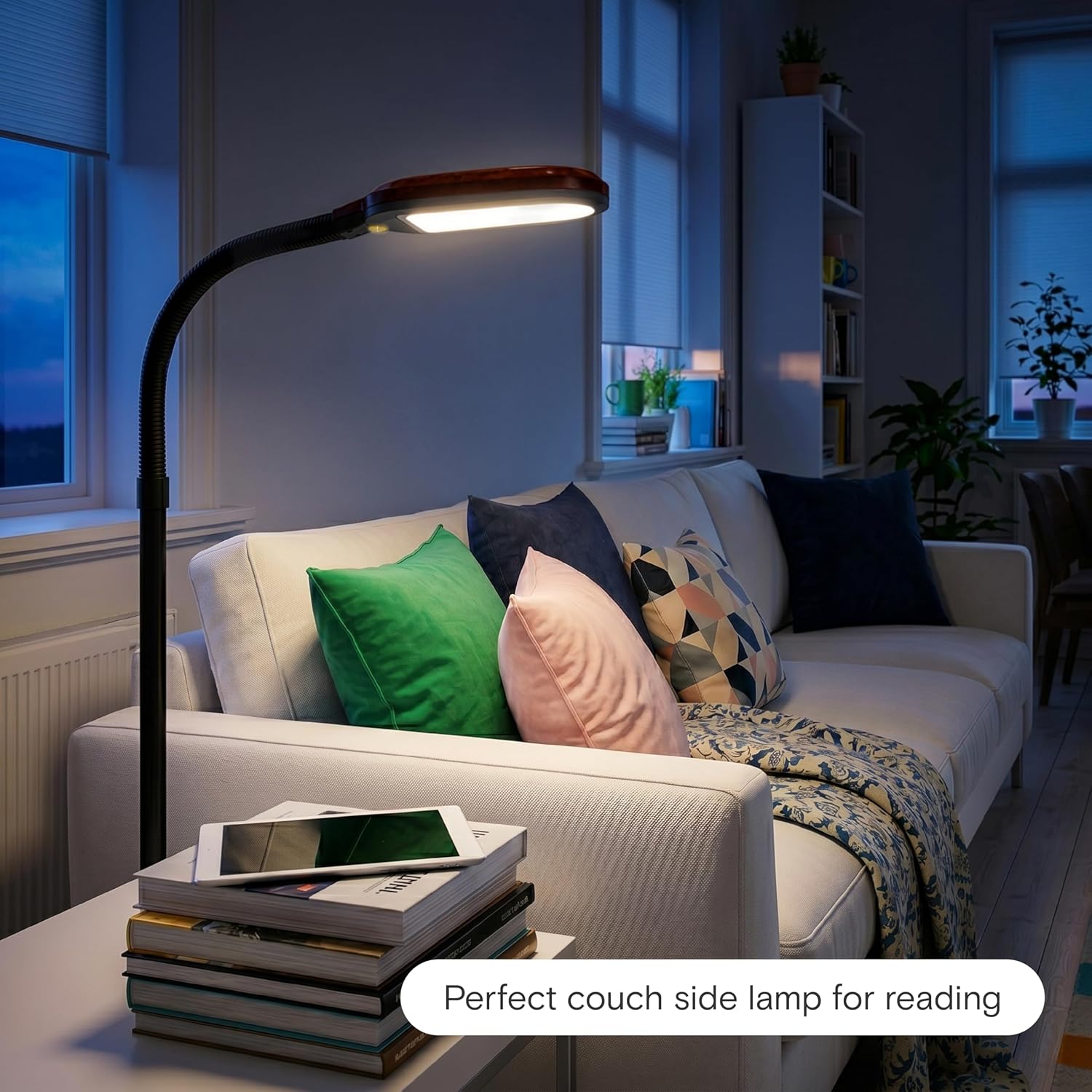 Brightech Litespan - Bright LED Floor Reading Lamp for Over Chair Crafts and Reading, Estheticians' Light for Lash Extensions, Adjustable S…