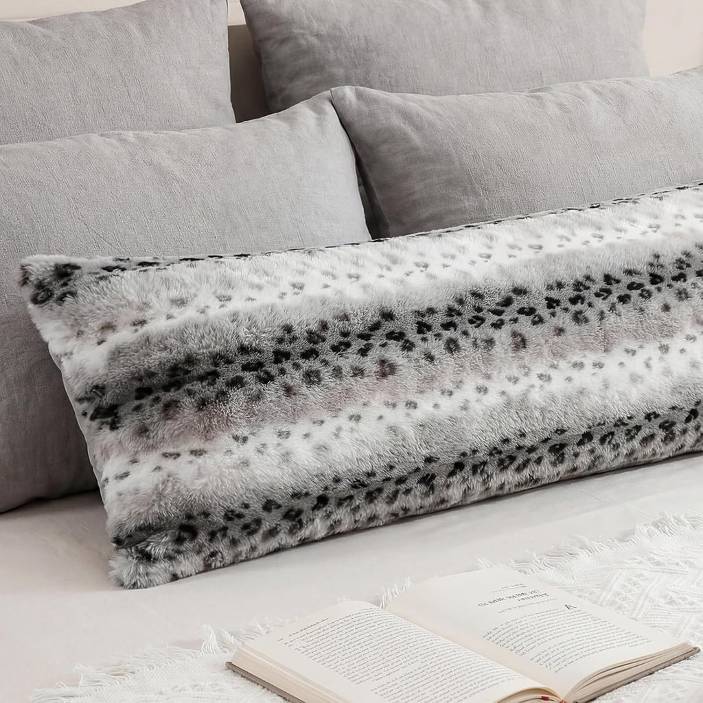 Chumerry Fuzzy Body Pillow Case Dark Gray Fluffy Shaggy Pillow Cover Ultra Soft Warm Rabbit Fur Decorative Body Pillow Cover Long Pillowcas…
