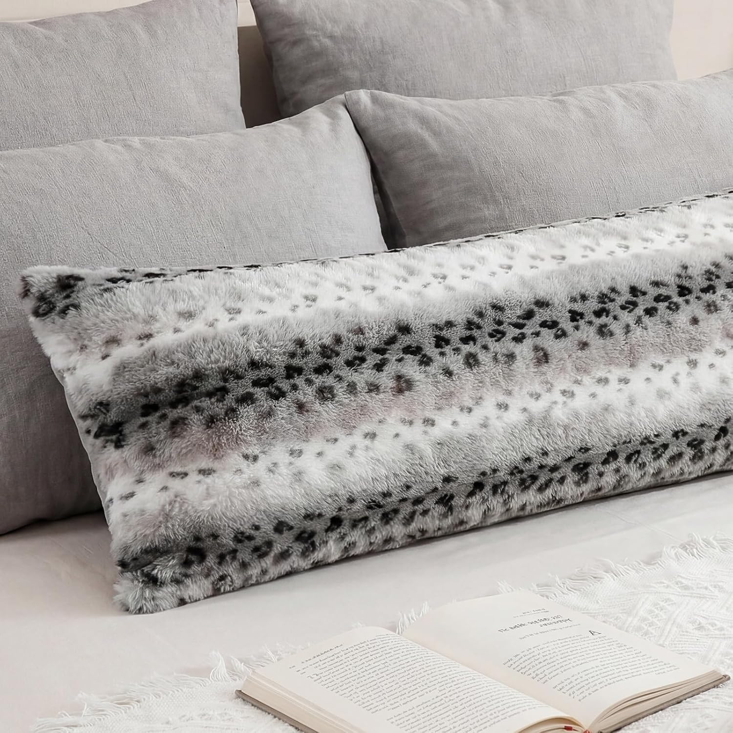 Chumerry Fuzzy Body Pillow Case Dark Gray Fluffy Shaggy Pillow Cover Ultra Soft Warm Rabbit Fur Decorative Body Pillow Cover Long Pillowcas…