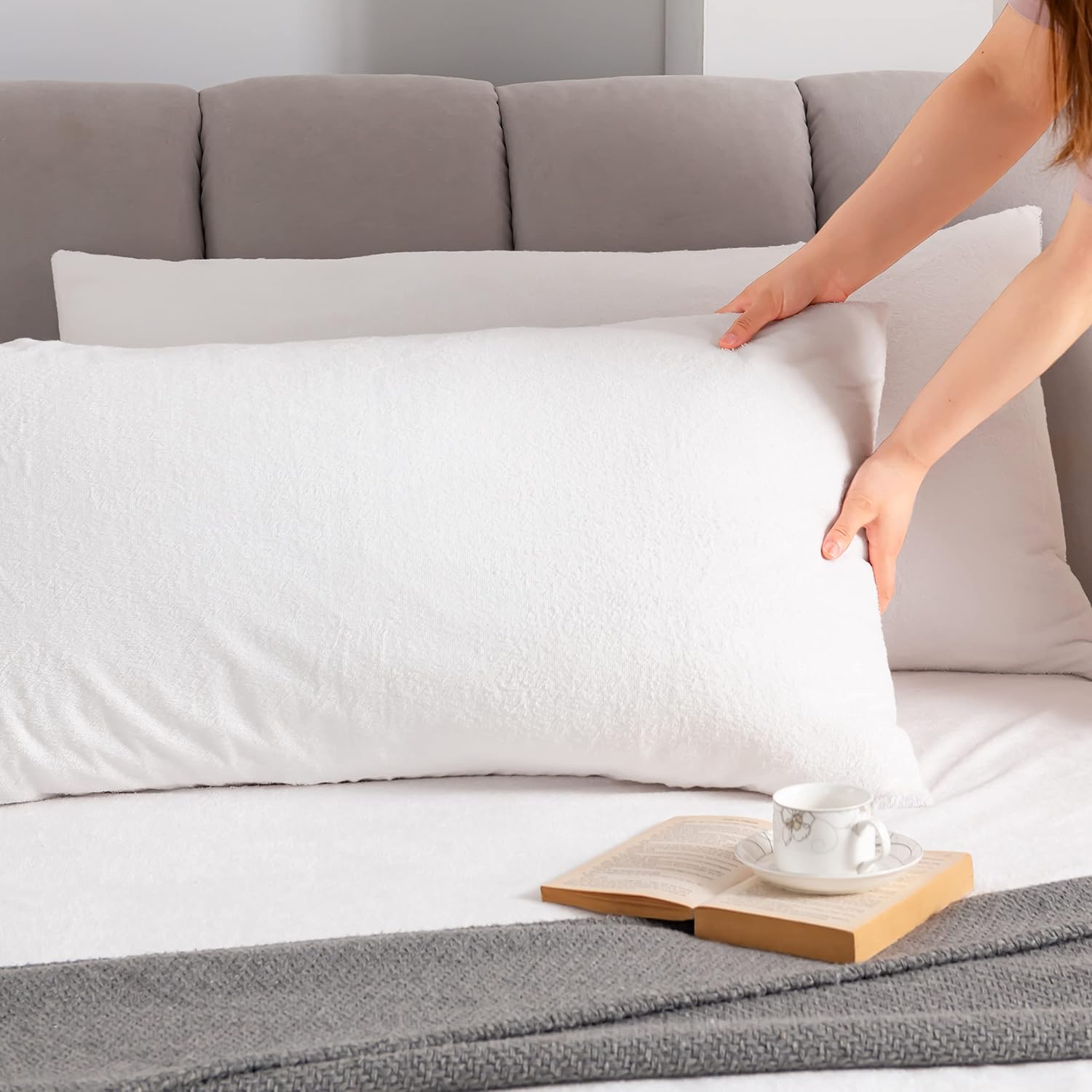 Premium Waterproof Pillow Protectors - Standard Size 20''x28'' Set of 2 - Zippered Pillow Cover Made with Soft Terry Cotton Fabric…