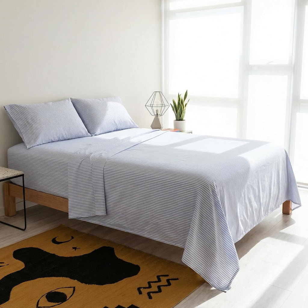 Perupima Peru Pima 415 Thread Count Percal Queen Sheet Set - 100% Peruvian Pima Cotton, 4 Piece (Flat, Fitted, 2 Pillowcases) - Cooling, Cr…