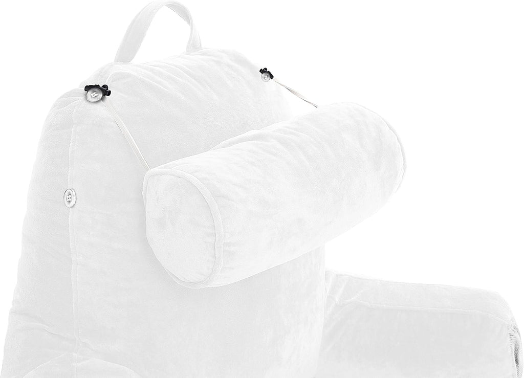 Husband Pillow Medium Reading Pillow with Arms - 23" Backrest for Sitting Up in Bed - Firm Support Bed Rest Pillow for Adults, Neck Roll…