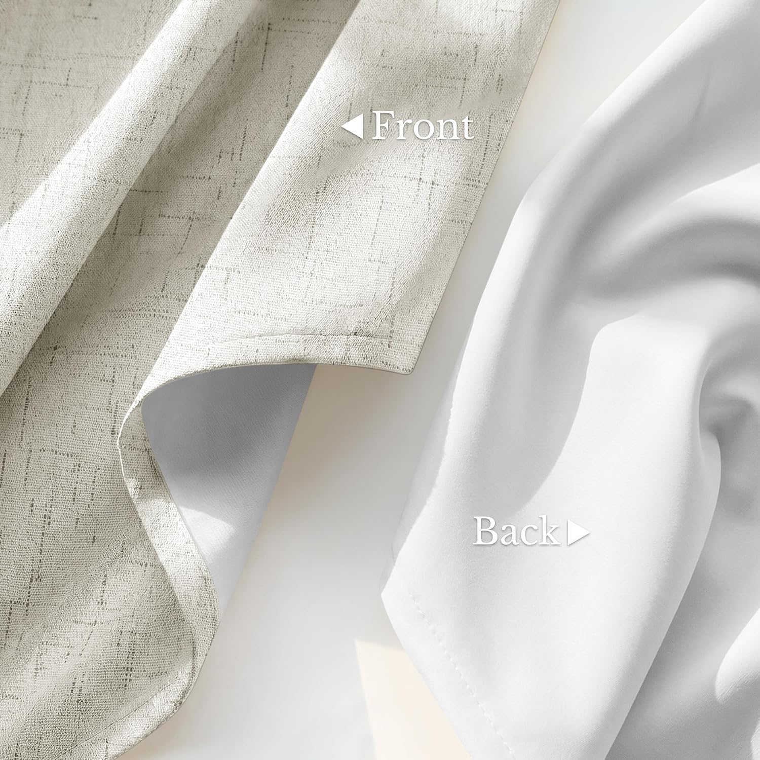 Nicetown Linen Blend 100% Blackout Ivory Curtains 84 inches Long, White Liner Composite Thermal Drapes Casual & Relax Sound Reducing Window…
