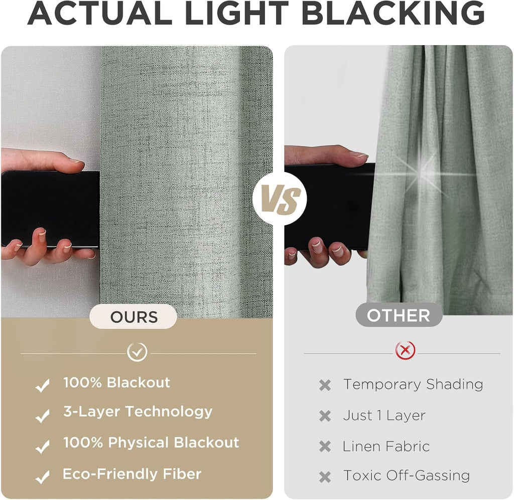 Joydeco Blackout Curtains 95 Inches Long 2 Panels Burg, Room Darkening Curtains for Bedroom, 100% Black Out Textured Thermal Drapes Privacy…