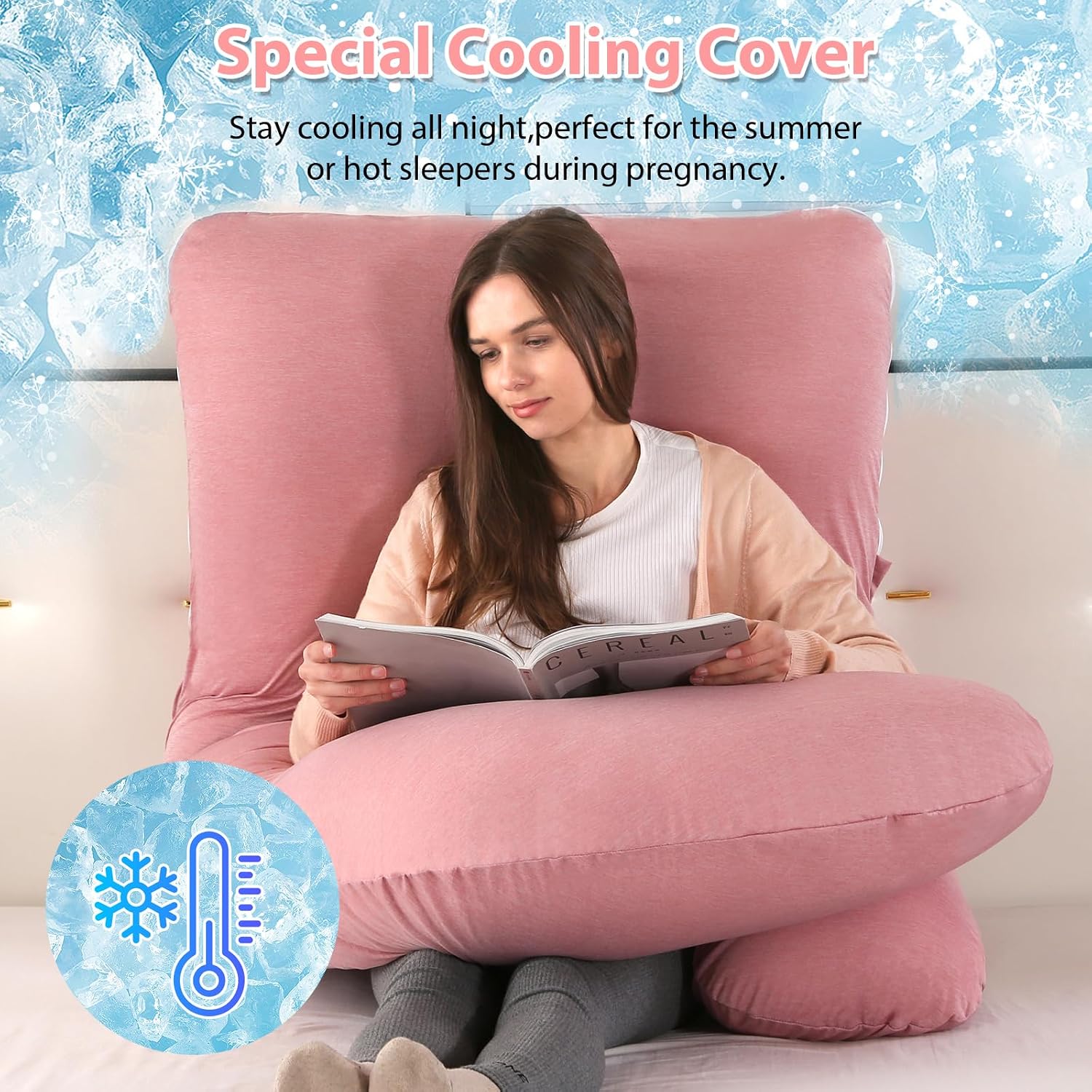 BATTOP Pregnancy Pillow for Sleeping, Maternity Pillow with Cooling Removable Cover, Support for Back, Legs, Belly, Hips for Pregnant…