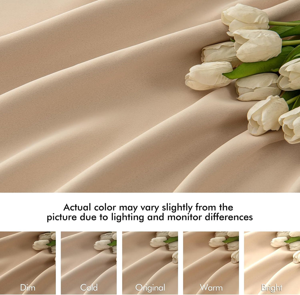 Miulee Beige Back Tab Blackout Curtains 72 Inch Length 2 Panels Set for Living Room Bedroom Privacy, Rod Pocket/Pinch Pleat Thermal Insulat…