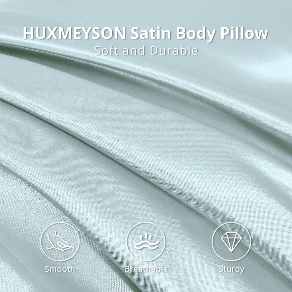 Huxmeyson Body Pillow with Satin Pillowcase, Body Pillow for Adults, Removable Cover, Ice Blue (20"x54") Blue
