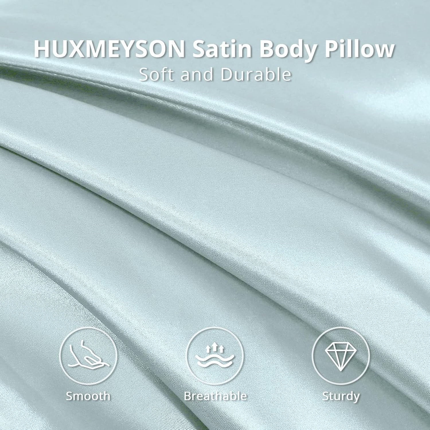 Huxmeyson Body Pillow with Satin Pillowcase, Body Pillow for Adults, Removable Cover, Ice Blue (20"x54") Blue