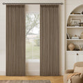 Twodrapes Latte Pinch Pleated 100% Blackout Linen Bedroom Curtains 86 Inch Length Double Layer Pleat Curtains Ring Hooks Back Tab Black Out…