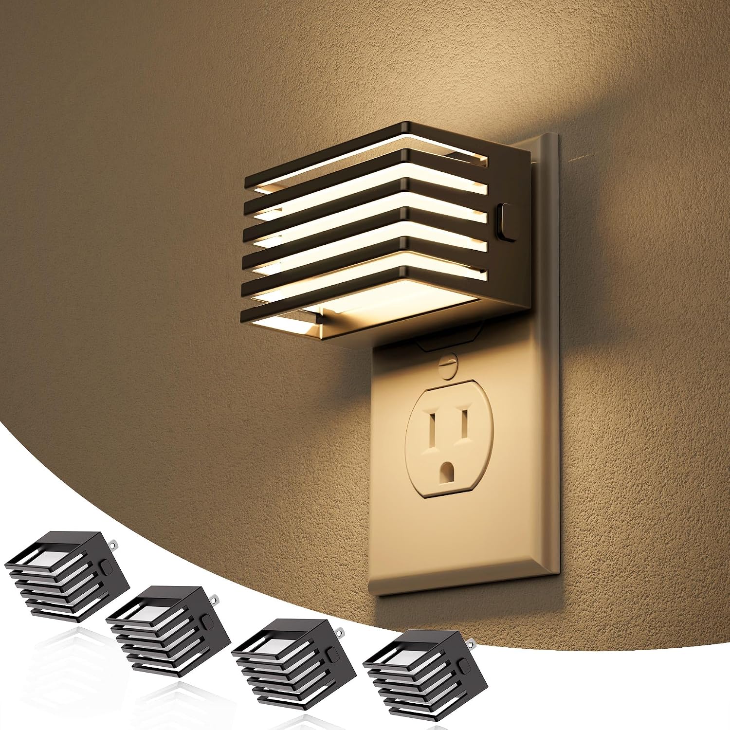 JandCase LED Night Light, [4 Pack] Night Lights Plug into Wall with Dusk to Dawn Sensor, Dimmable Plug in Night Light, Adjustable…
