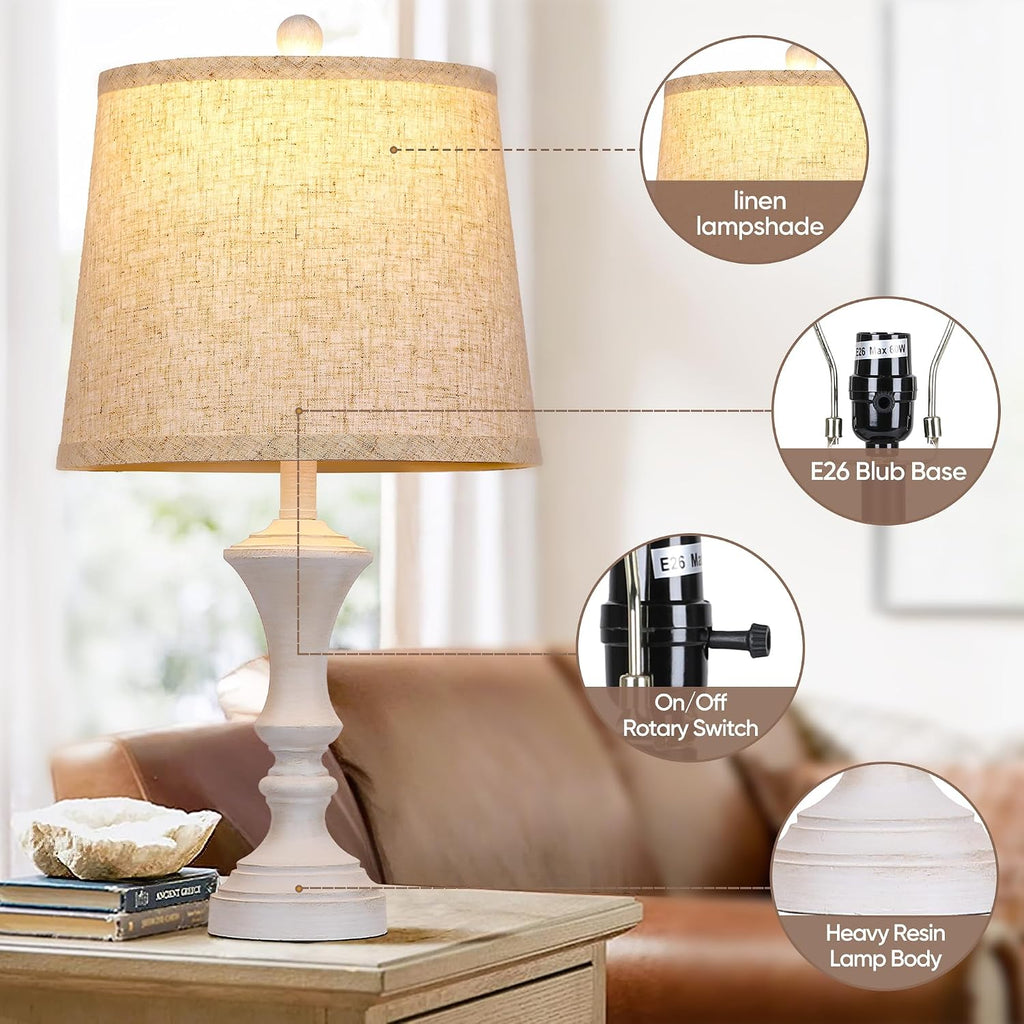 Retro Table Lamps Set of 2 Nightstand Lamp for Bedroom Vintage Rustic Table Lamps for Living Room Traditional Nightstand Bedside Lamps…