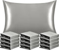 Ntbay 12 Pack Satin Queen Pillowcases for Hair and Skin, Luxurious and Silky Pillow Cases with Envelope Closure, 20 x 30 Inches, Grey 12 Pa…