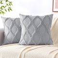 decorUhome Summer Euro Sham Throw Pillow Covers 26x26 Inch Set of 2, Soft Plush Faux Fur Wool Grey Accent Couch Pillow Covers for Modern Fa…