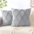 decorUhome Summer Throw Pillow Covers 20x20 Inch Set of 2, Soft Plush Faux Fur Wool Grey Accent Couch Pillow Covers for Modern Farmhouse Be…