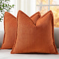 decorUhome Summer Corduroy Rust Throw Pillow Covers 20x20 Set of 2 Decorative Soft Boho Farmhouse Couch Pillow Covers for Living Room Bed S…